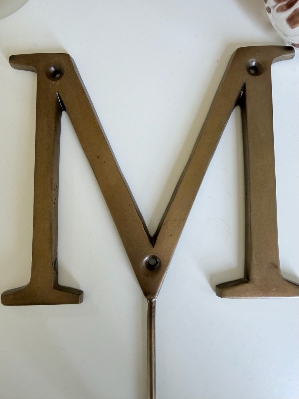 Anthropologie Monogram Bronze Letter M Wall Hook